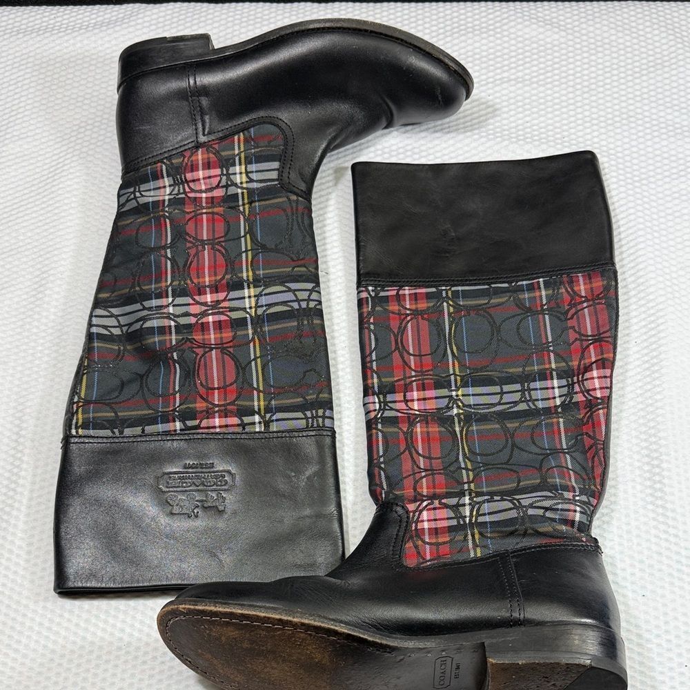 Coach Chrissi Tartan Plaid Green, Black and Red Boots Size 7 - Picture 4 of 14
